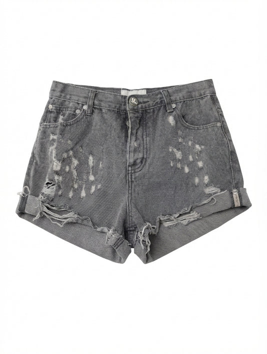 One Teaspoon Hawks Denim Shorts Distressed Grey - Image 1