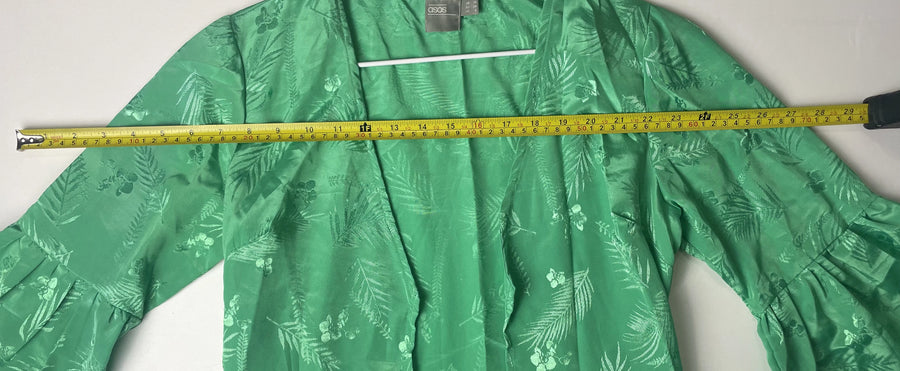 ASOS Green Tropical Print Open Front Kimono Cardigan Size US 6 - Image 3