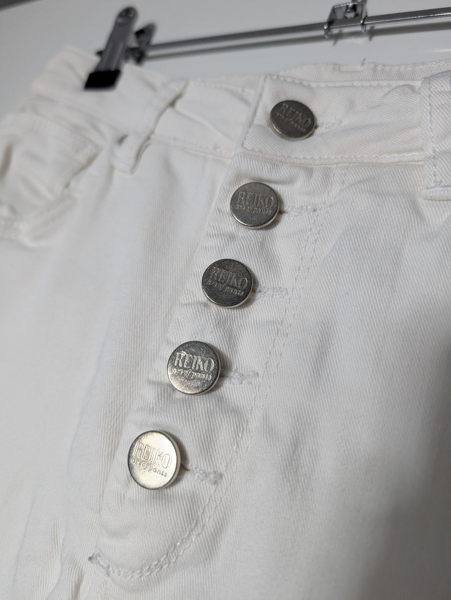 Reiko Paulin High-Waisted Button-Fly Jeans White Size 26 - Image 2