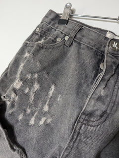 One Teaspoon Hawks Denim Shorts Distressed Grey - Image 3