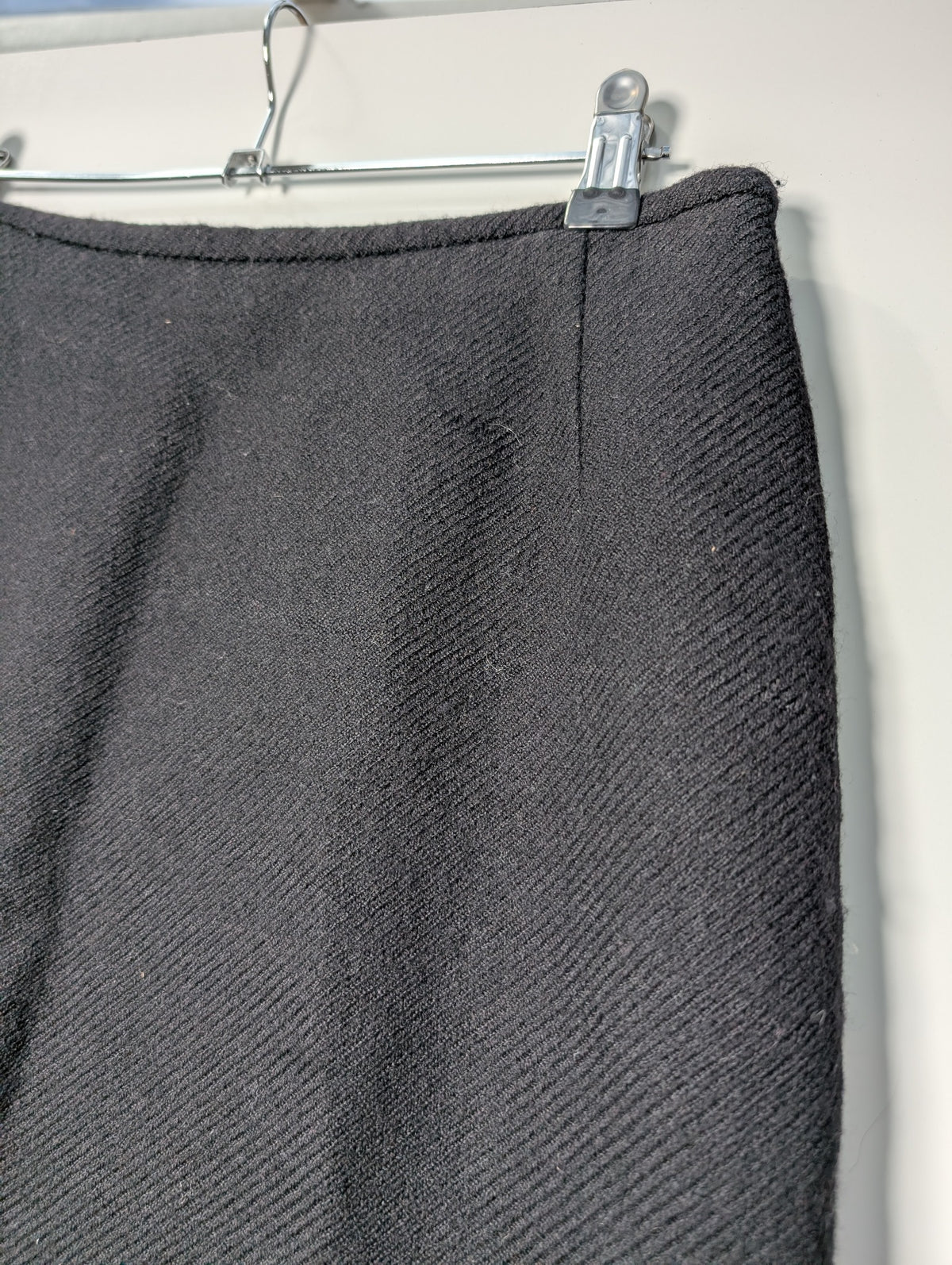Trent Nathan Wool Blend Mini Skirt Black Fringed Hem Size 12 - Image 3
