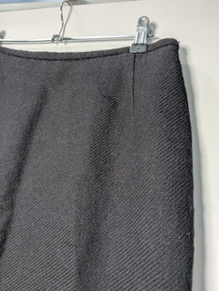 Trent Nathan Wool Blend Mini Skirt Black Fringed Hem Size 12 - Image 3