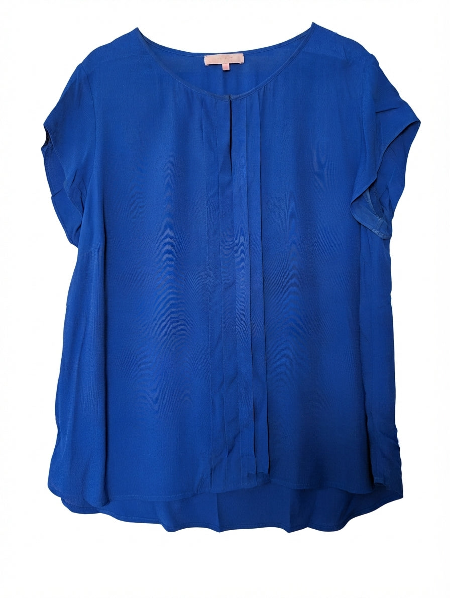 Diana Ferrari Pleated Front Blouse Royal Blue Women's Size 16 - Image 1