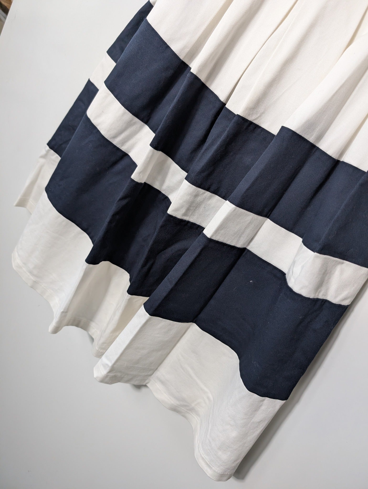 Pringle of Scotland Sleeveless Striped Fit and Flare Dress Navy Blue and White Size 10 - Image 3
