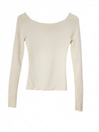 Assembly Label Ribbed Long Sleeve Off-Shoulder Top Cream Size 14 - Image 1