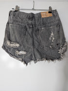 One Teaspoon Hawks Denim Shorts Distressed Grey - Image 5