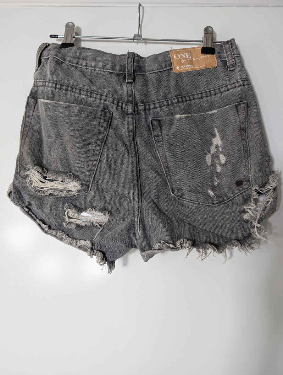 One Teaspoon Hawks Denim Shorts Distressed Grey - Image 5