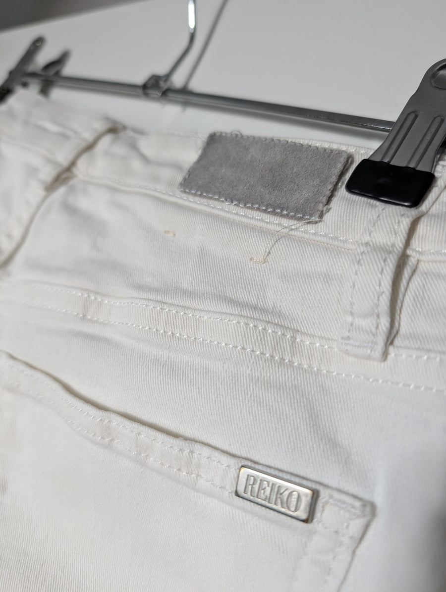 Reiko Paulin High-Waisted Button-Fly Jeans White Size 26 - Image 5