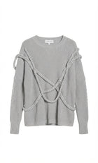 VIKTORIA + WOODS Braided Detail Knit Sweater Grey Size 2 - Image 1