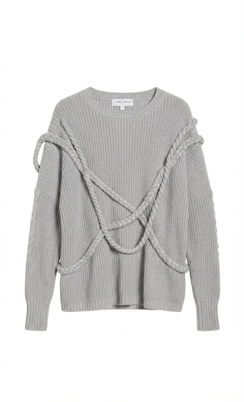 VIKTORIA + WOODS Braided Detail Knit Sweater Grey Size 2 - Image 1
