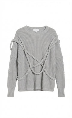 VIKTORIA + WOODS Braided Detail Knit Sweater Grey Size 2 - Image 1
