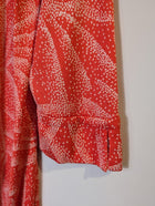 Diane von Furstenberg Julian Mini Wrap Dress Red White Leaf Print Size 4 - Image 9