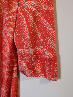 Diane von Furstenberg Julian Mini Wrap Dress Red White Leaf Print Size 4 - Image 9