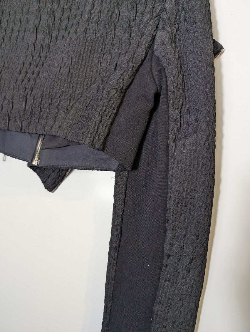 Willow Textured Cropped Biker Jacket - Black Women's Size 8 - Image 9