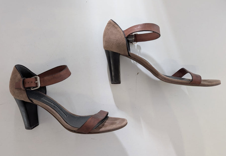 Proenza Schouler Suede and Leather Ankle Strap Sandals Tan EU 38 - Image 4