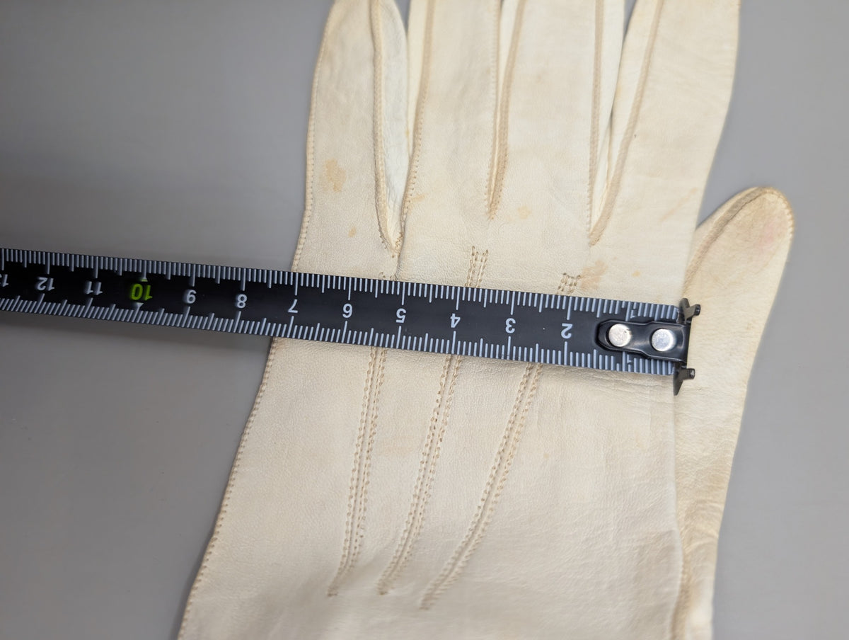 Vintage Opera Length Gloves - Elegant Cream Glace Kid Leather - Image 9