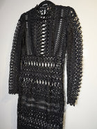 Shakuhachi Guipure Lace Long Sleeve Midi Dress Black US 4 / AU 8 - Image 4