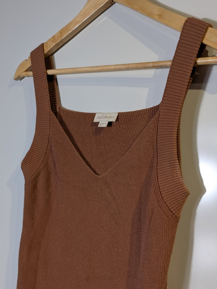 Elka Collective Knit Tank Top Brown Ribbed Sleeveless Women's AU 10 - Image 9