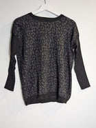 The Kooples Metallic Leopard Print Sweater Black Silver Size M - Image 3