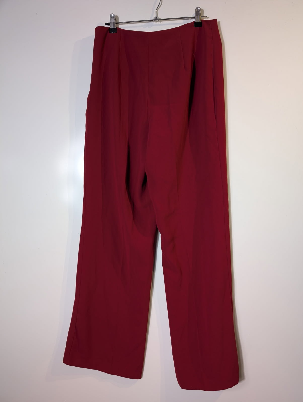 Zara High-Waisted Wide-Leg Trousers Burgundy Women's Size M - Image 5