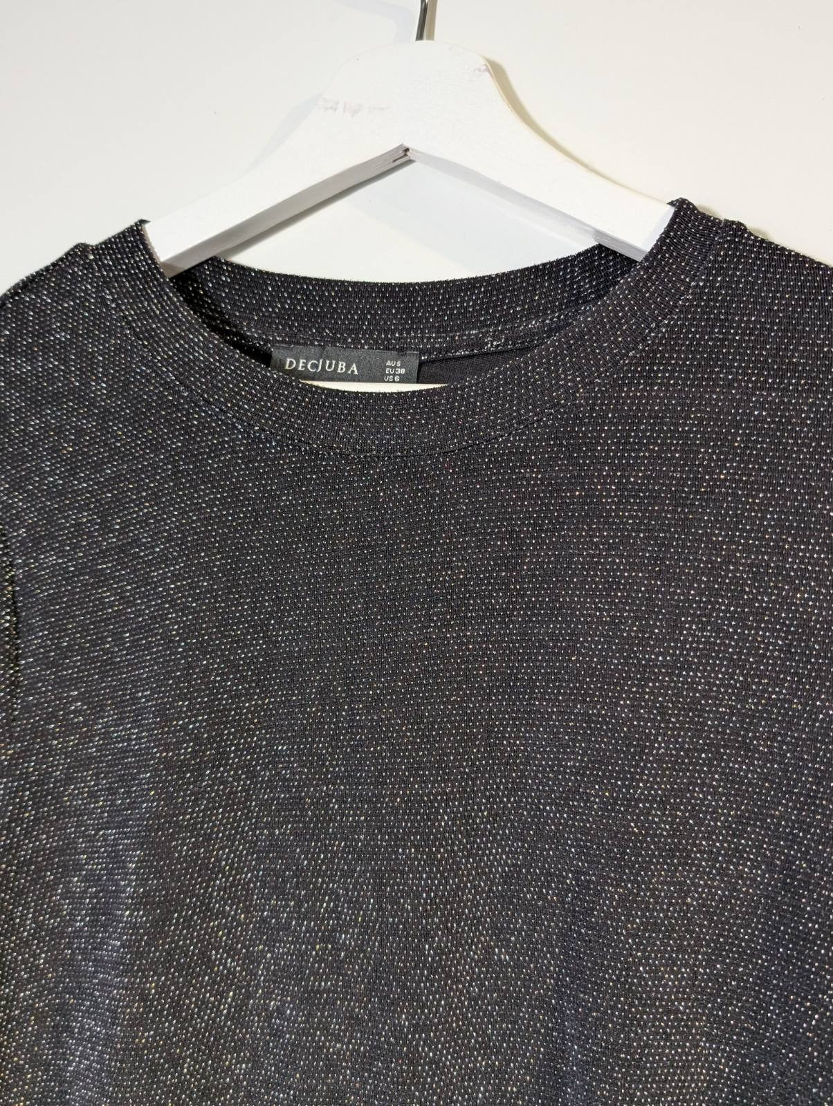 Decjuba Metallic Side Split T-Shirt Black AUS 8 - Image 4