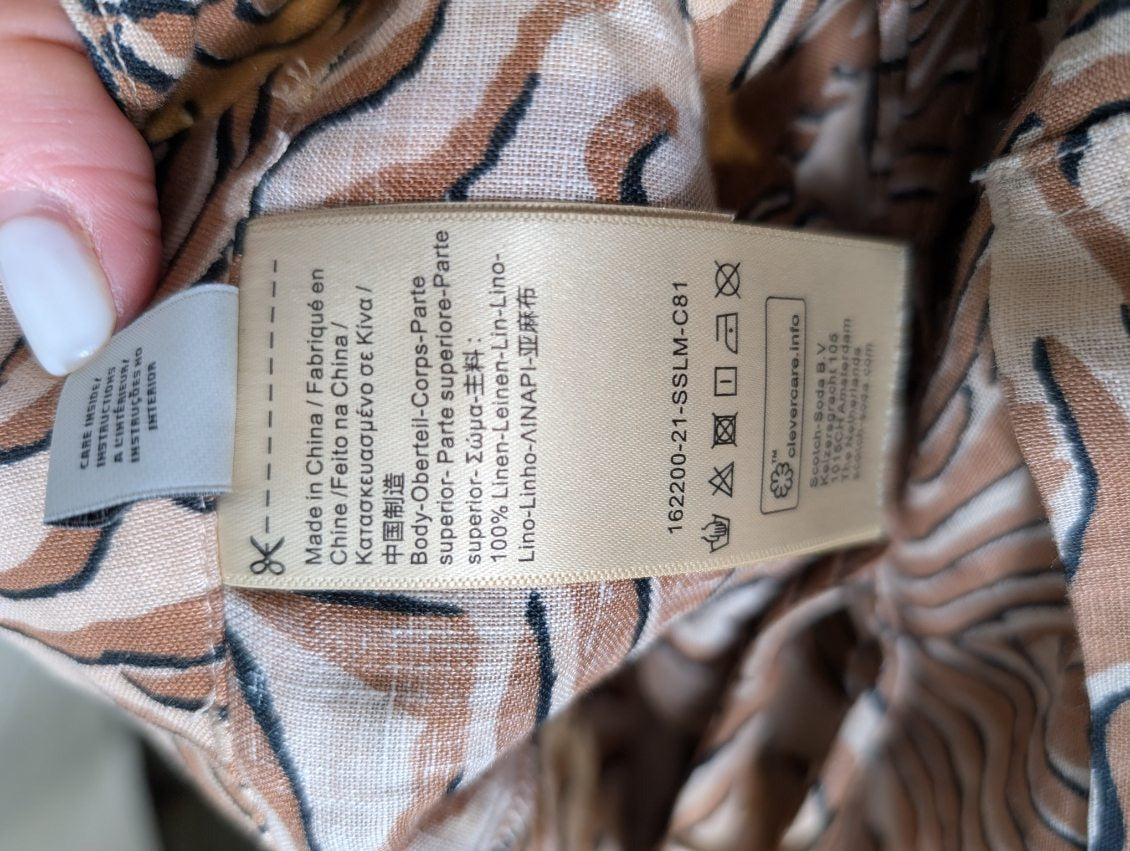 Maison Scotch Zebra Print Paperbag Waist Shorts Brown Black Size S - Image 9