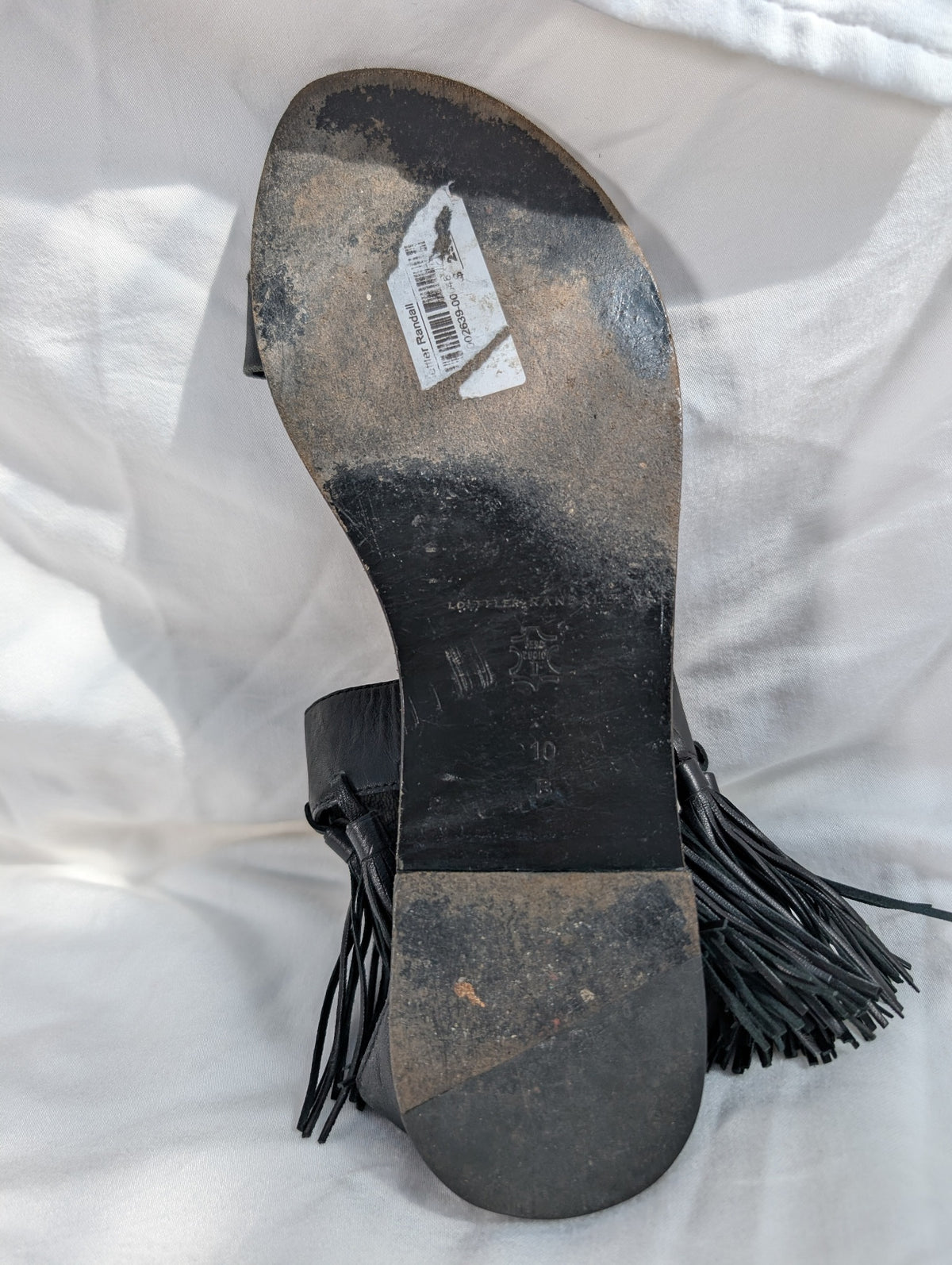 Loeffler Randall Leather Fringe Ankle Sandals Black - Image 9