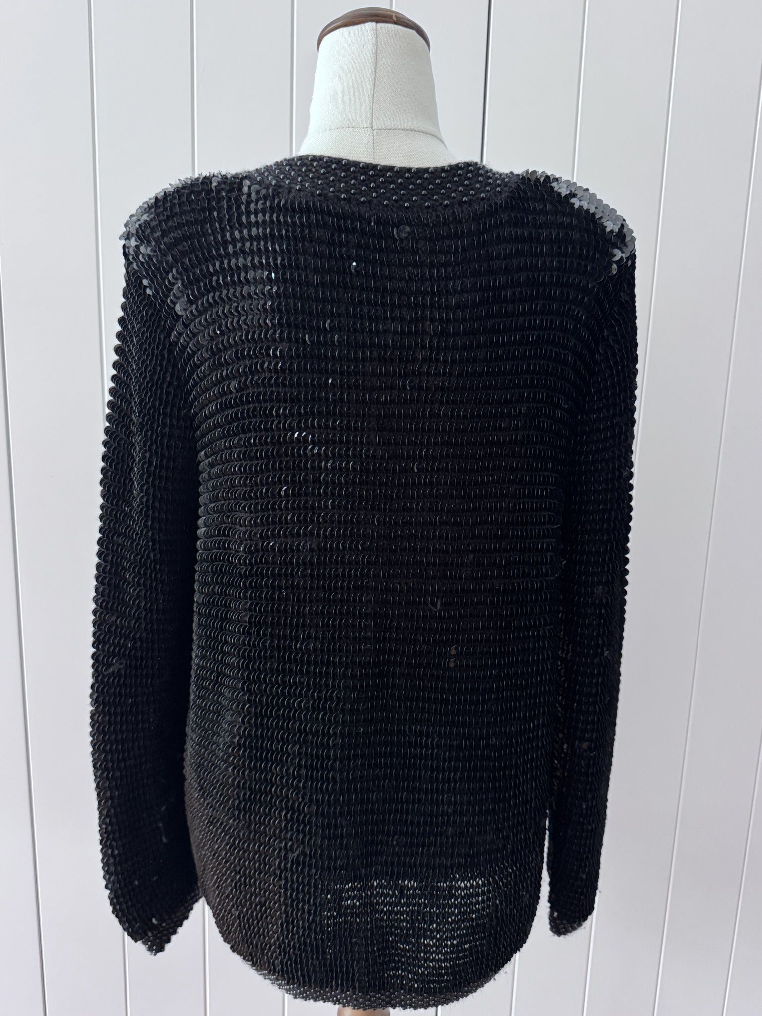 Champaign Vintage Black Sequin Cardigan Jacket - Embellished Knit - Image 9