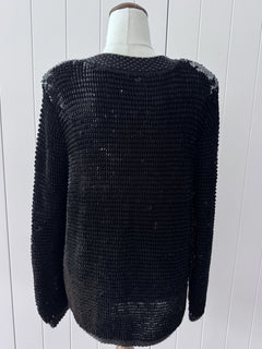 Champaign Vintage Black Sequin Cardigan Jacket - Embellished Knit - Image 9