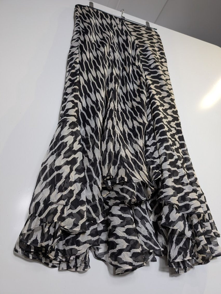 Diane von Furstenberg DVF Silk Chiffon Mixed Print Midi Skirt - Size S - Image 9