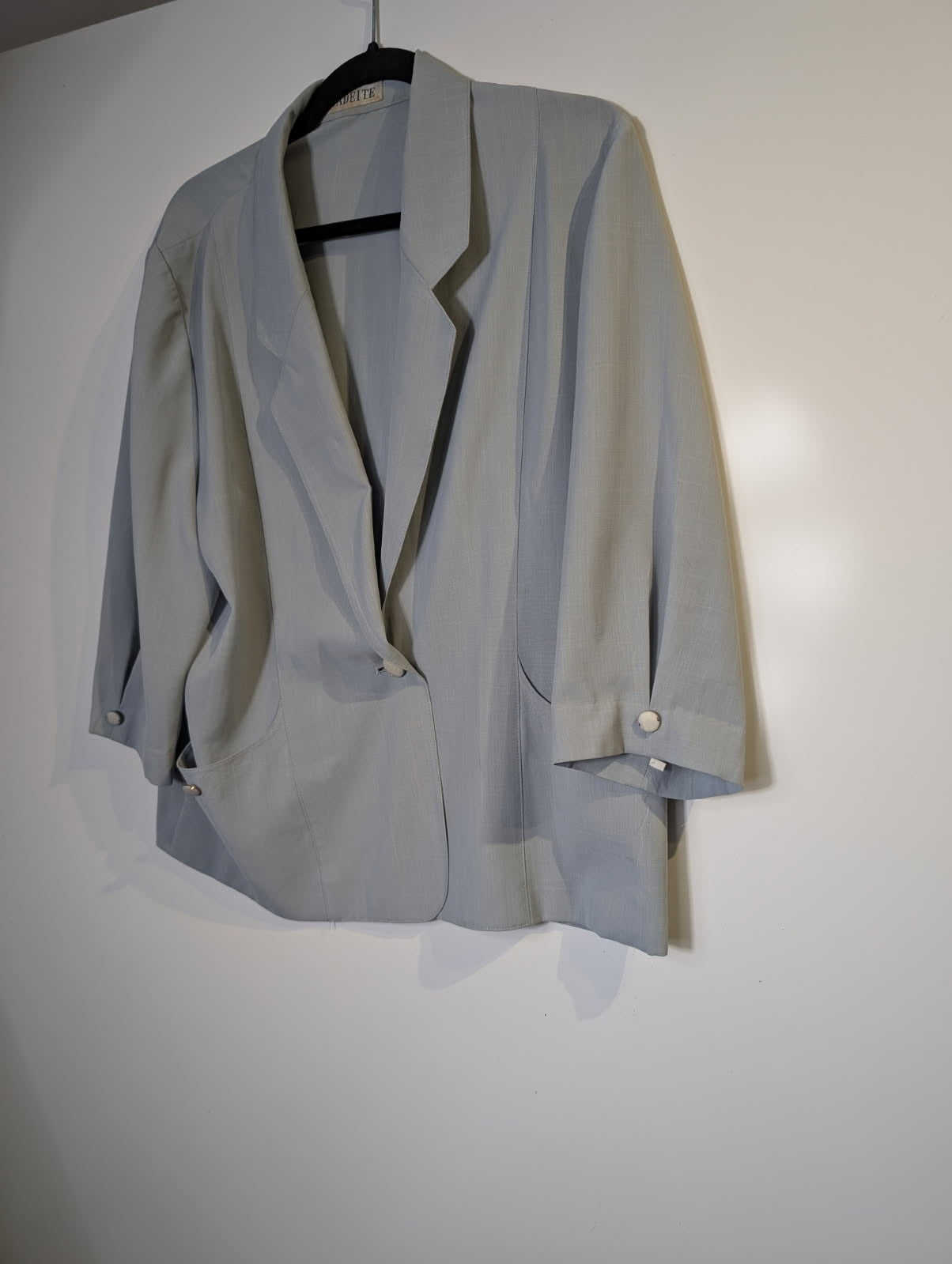 Jadeite Vintage Light Blue Blazer 3/4 Sleeve Women's Jacket - Image 2