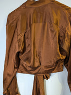 Pinky & Dianne Silk Tie-Front Blouse Brown - Image 9