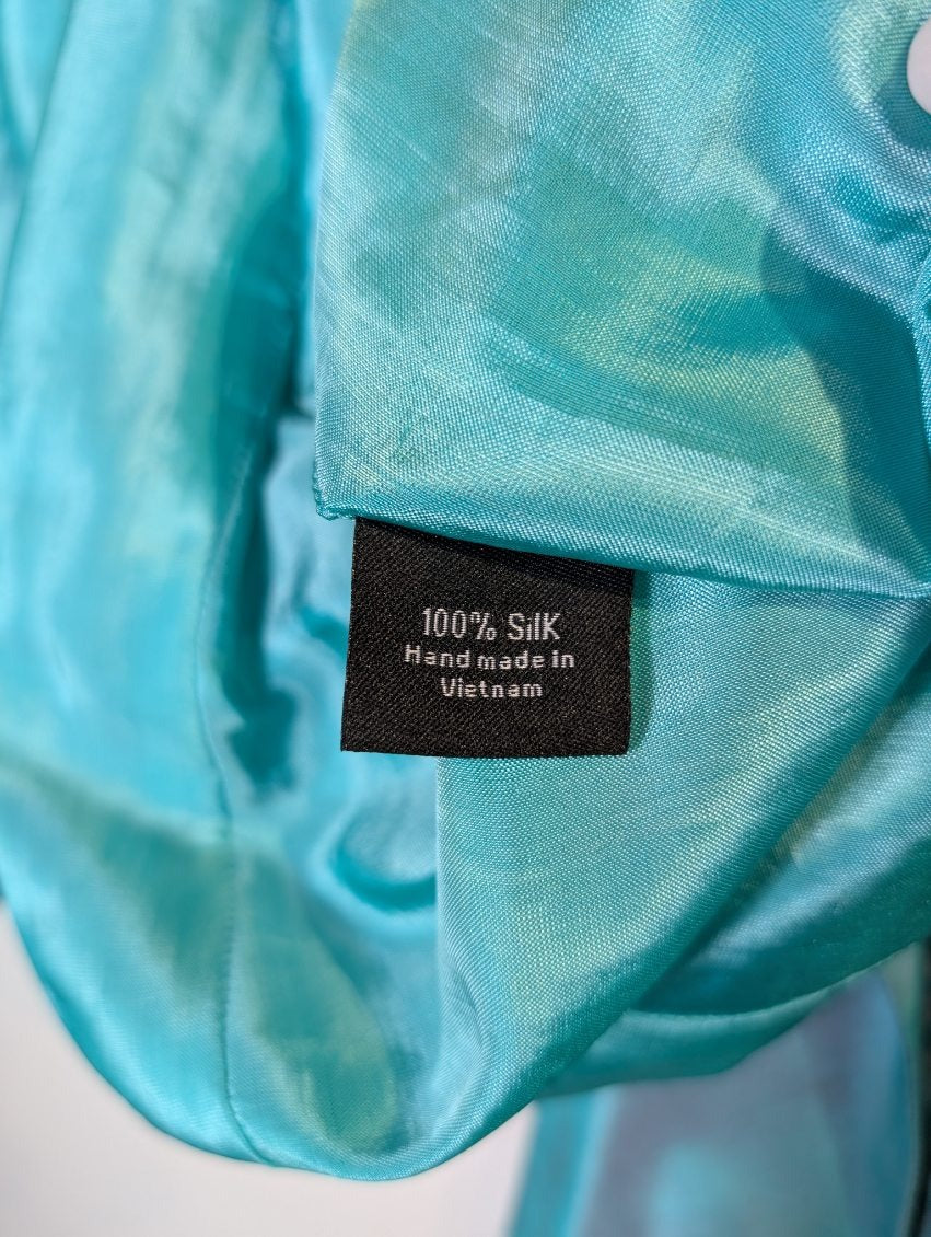 Talbots Iridescent Teal Silk Scalloped Circle Skirt - Image 2
