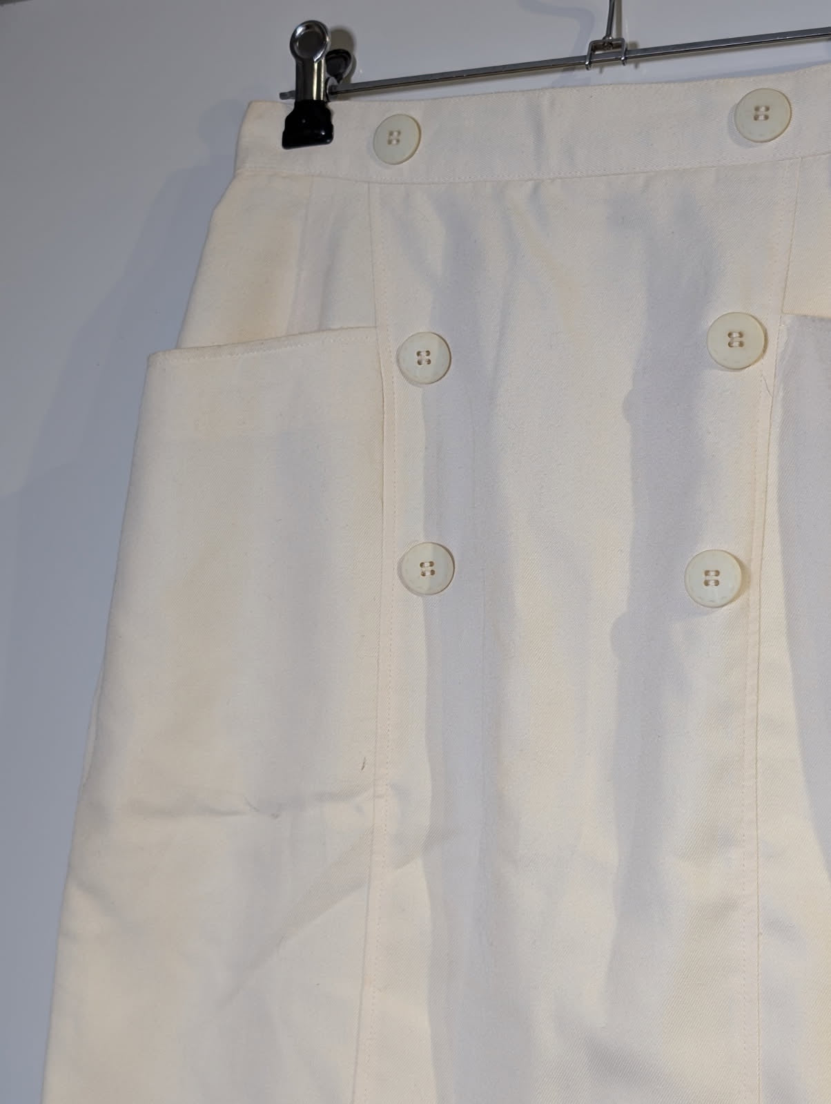 Cécilene Vintage Double-Breasted Midi Skirt Cream - Image 3