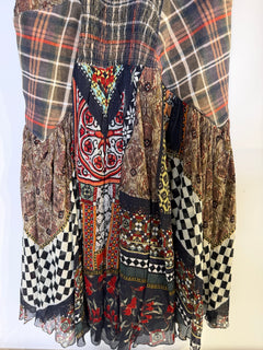 Camilla Silk Patchwork Mini Dress Vibrant Bohemian Print Size XS - Image 9