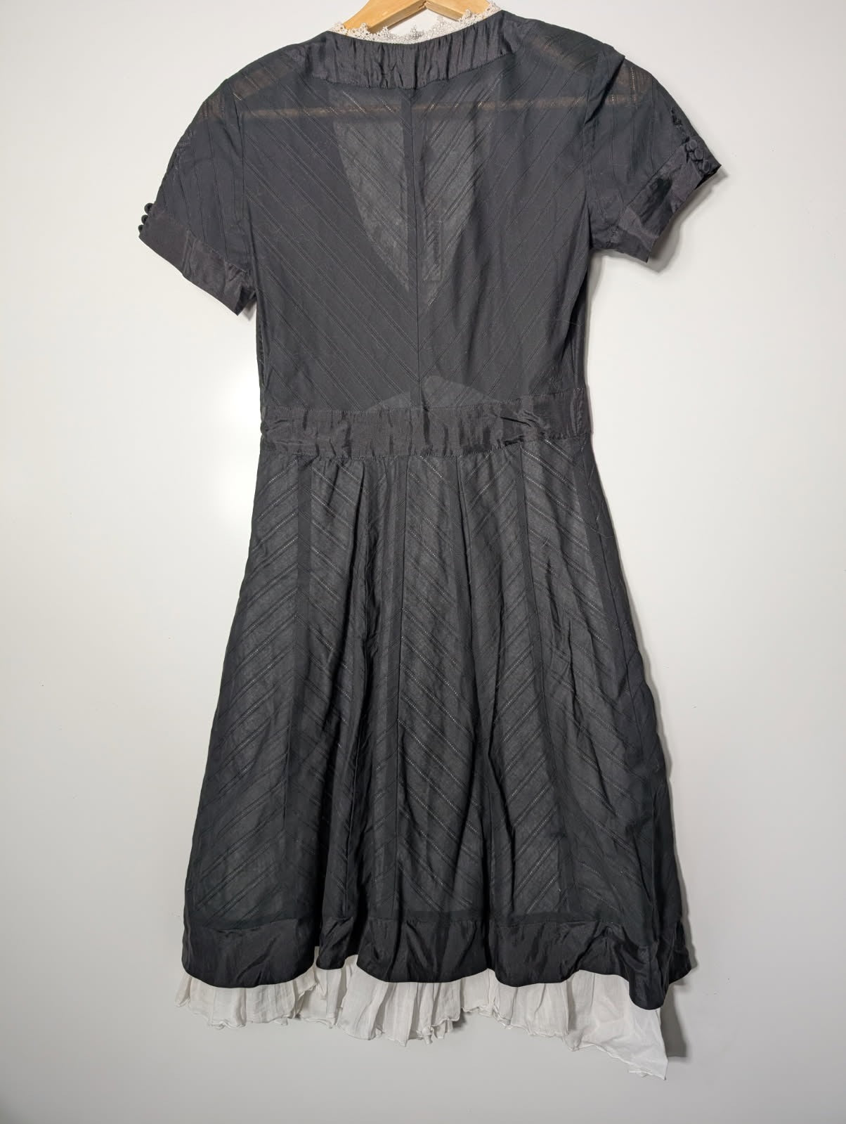 Blumarine Italian Designer Black Striped Dress with Lace Trim - Size IT 42 - Image 9
