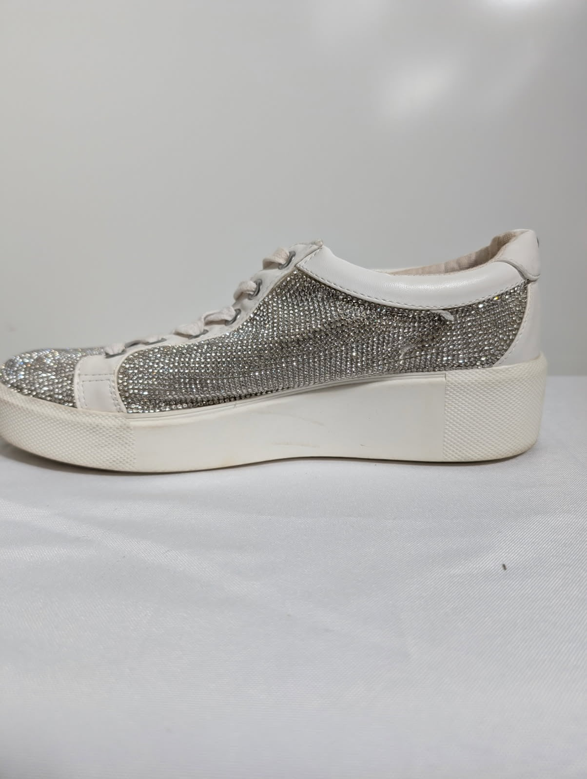 Carvela Kurt Geiger Crystal Embellished Platform Sneakers White - Image 9