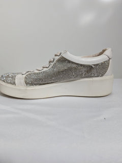 Carvela Kurt Geiger Crystal Embellished Platform Sneakers White - Image 9