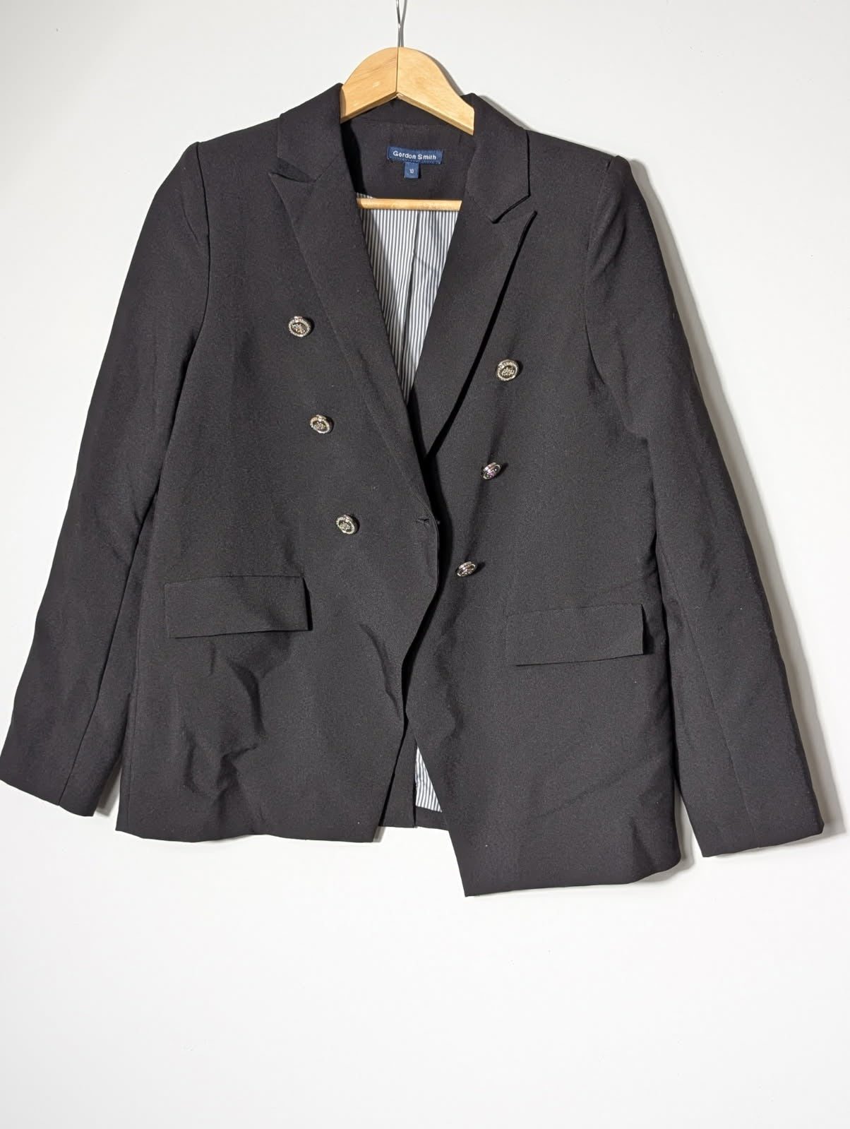 Gordon Smith Double-Breasted Blazer Black Women's Size 10 - Image 9