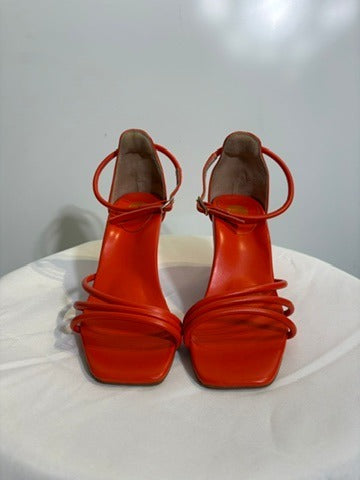 Bared Footwear Strappy Square Toe Heeled Sandals Orange EU 35 - Image 3