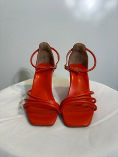 Bared Footwear Strappy Square Toe Heeled Sandals Orange EU 35 - Image 3