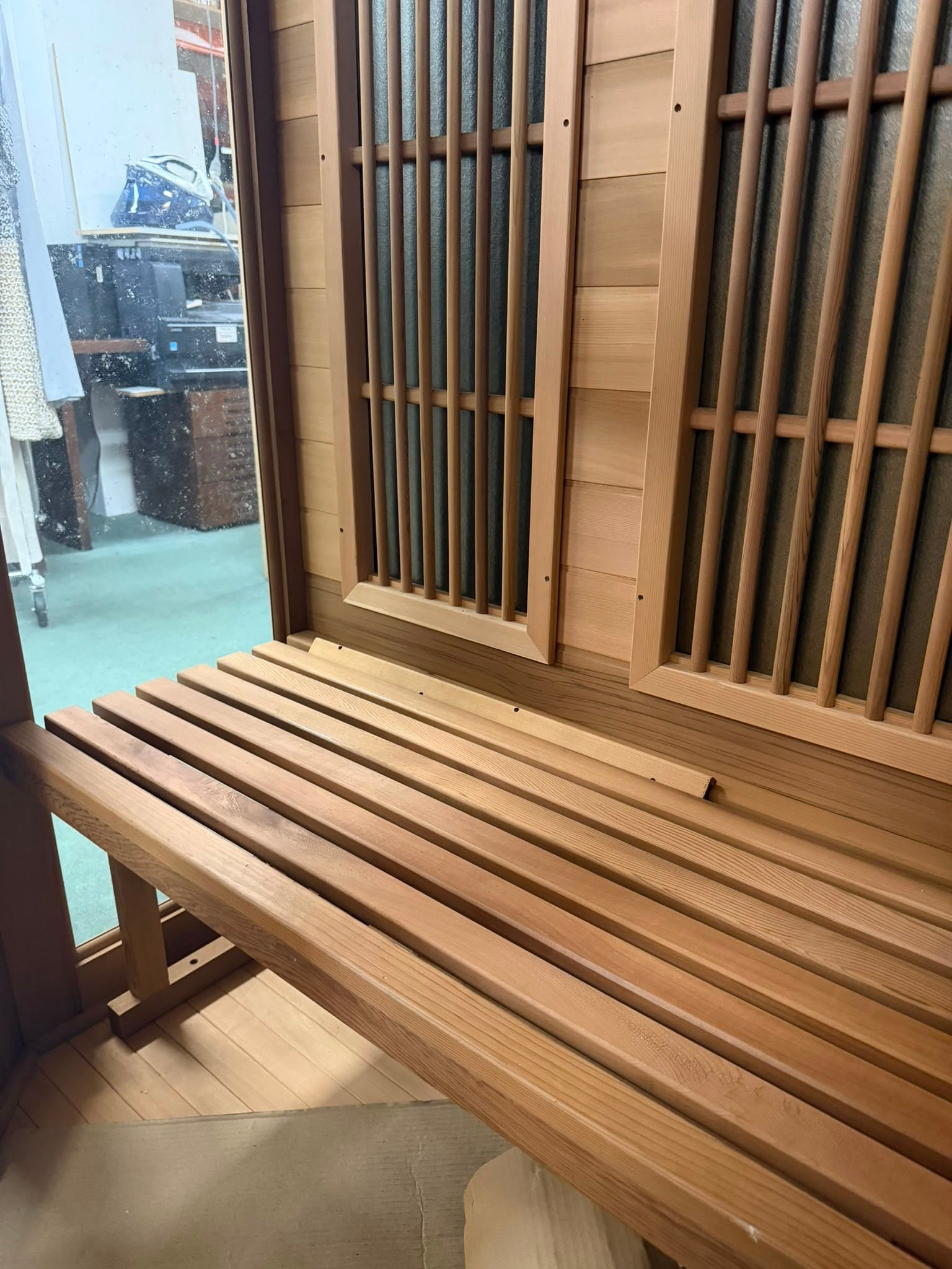 Corner Infrared Sauna Room with Digital Monitor and Audio System - Image 9