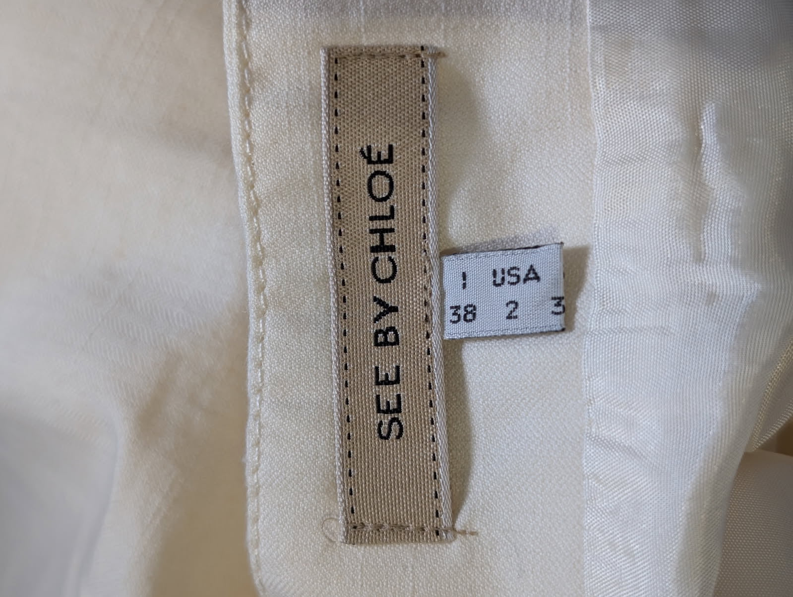 See By Chloé A-Line Skirt Off-White Cotton-Wool Blend EU 38 - Image 5