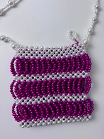 Shrimps Antonia Beaded Bag Pink and White Pearl Effect - Image 1