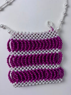 Shrimps Antonia Beaded Bag Pink and White Pearl Effect - Image 1