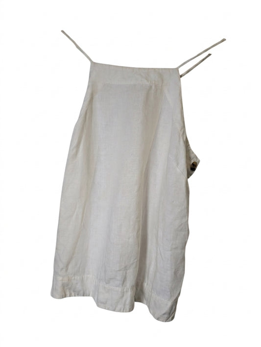Whistles Linen Blend High Neck Tank Top White Women's UK 10 - Image 1