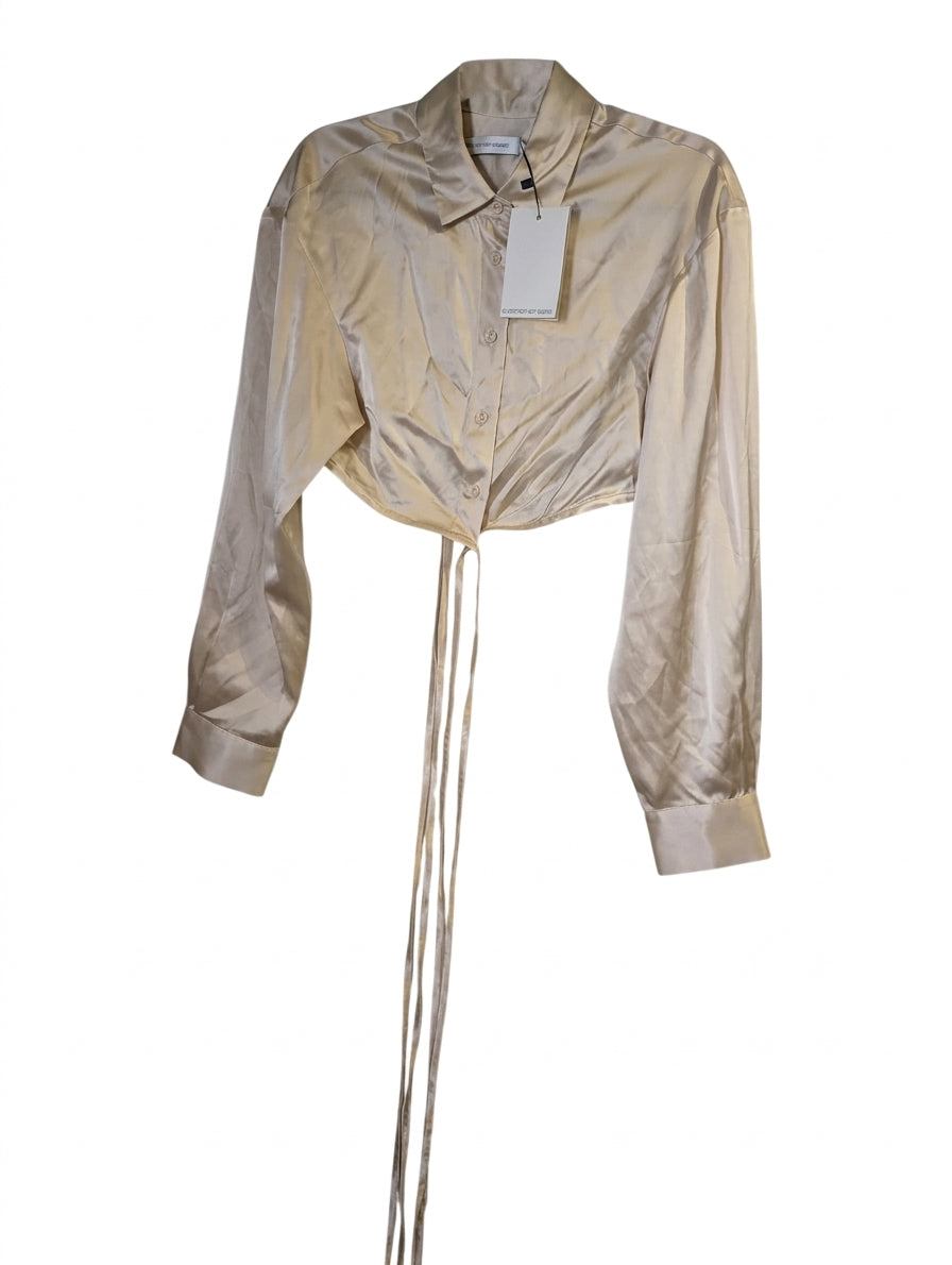 Christopher Esber Satin Tie-Front Blouse Champagne Size 10 - Image 1