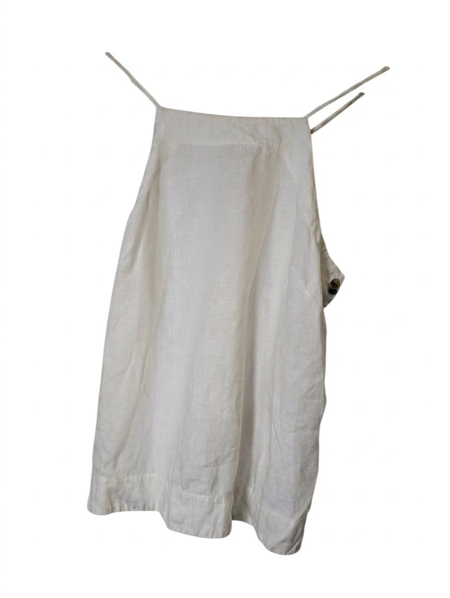 Whistles Linen Blend High Neck Tank Top White Women's UK 10 - Image 1