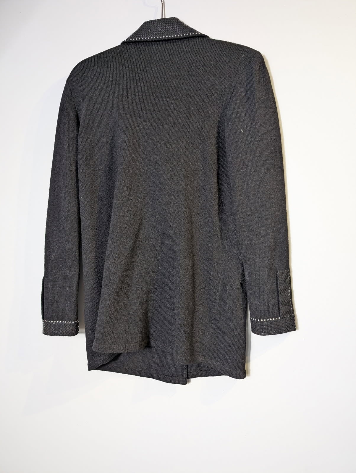Toula Vintage Black Knit Cardigan Jacket with Sequin and Rhinestone Trim Size 4 - Image 5