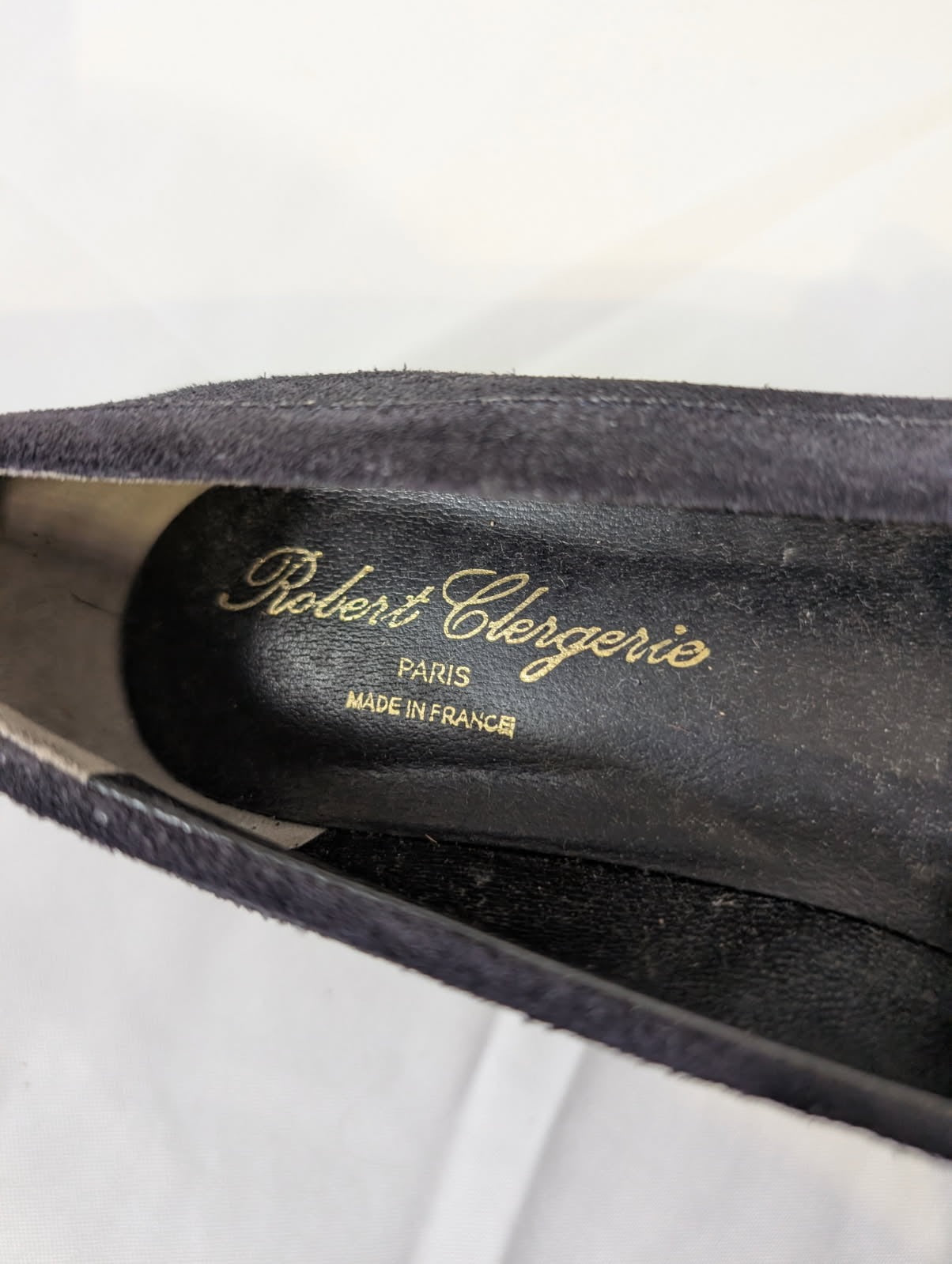 Robert Clergerie Suede Wedge Loafers Navy Perforated EU 38 - Image 9